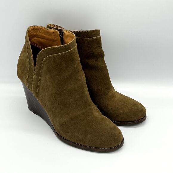 Lucky Brand Ankle Bootie Suede Yimina Green Size 8.5 - Picture 2 of 7